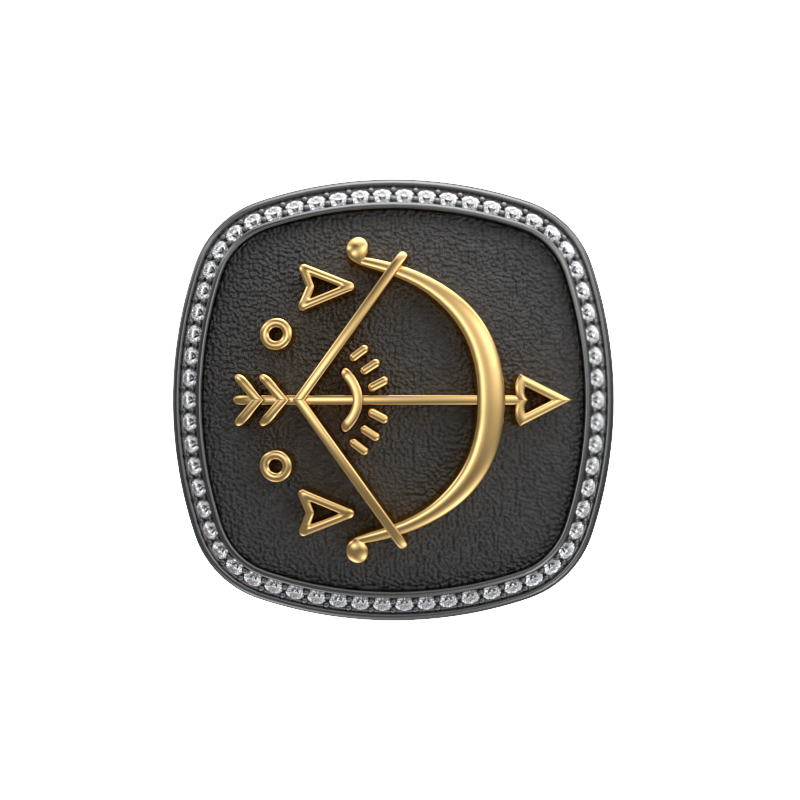 Sagittarius Zodiac Luxe, Constellation Cufflink Set with CZ Diamonds, 18kt Gold & Black Ruthenium Plating on Brass.