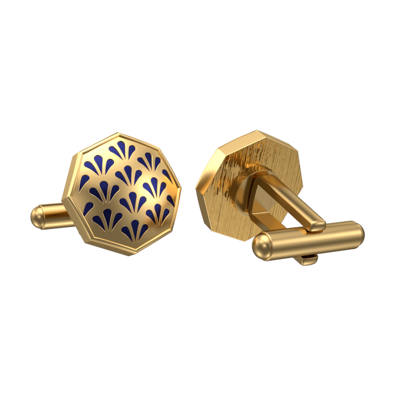 Bloom, Classic Cufflink Set with 18kt Gold Plating and Enamel on Brass.