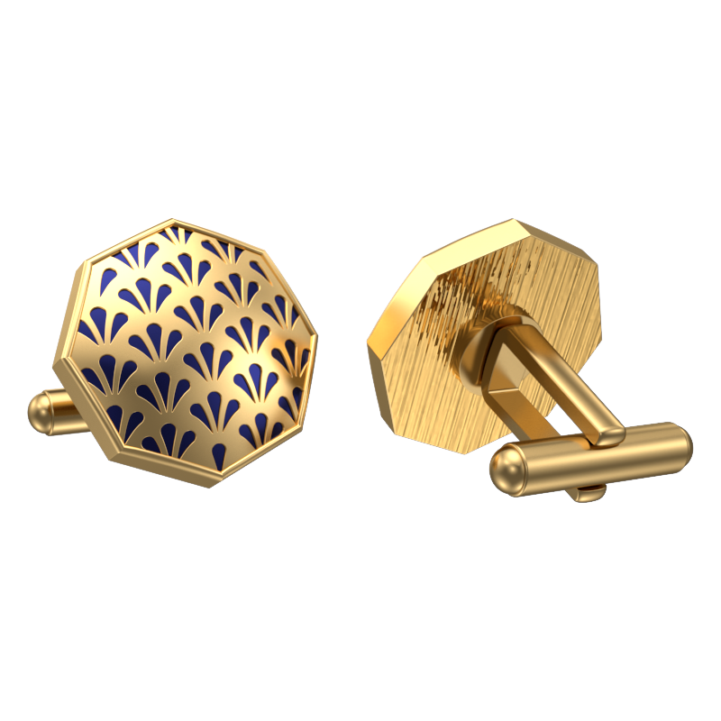 Bloom, Classic Cufflink Set with 18kt Gold Plating and Enamel on Brass.