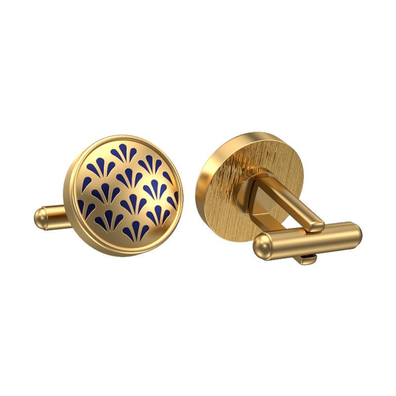 Bloom, Classic Cufflink Set with 18kt Gold Plating and Enamel on Brass.