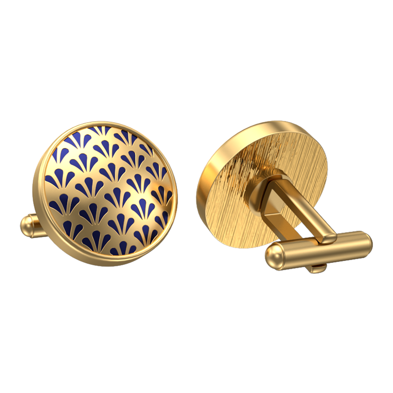Bloom, Classic Cufflink Set with 18kt Gold Plating and Enamel on Brass.