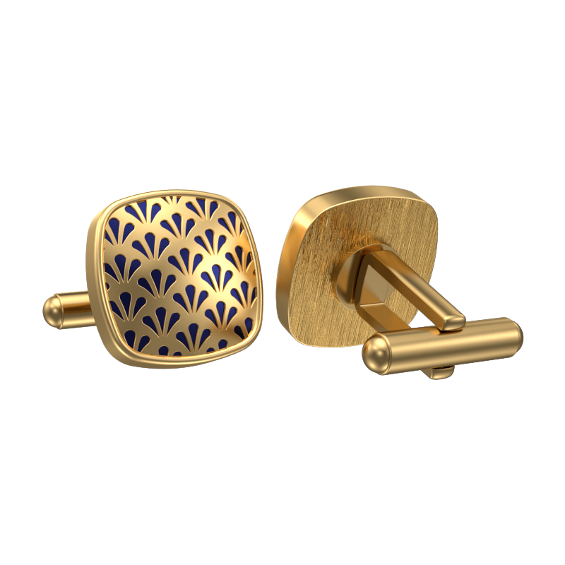 Bloom, Classic Cufflink Set with 18kt Gold Plating and Enamel on Brass.