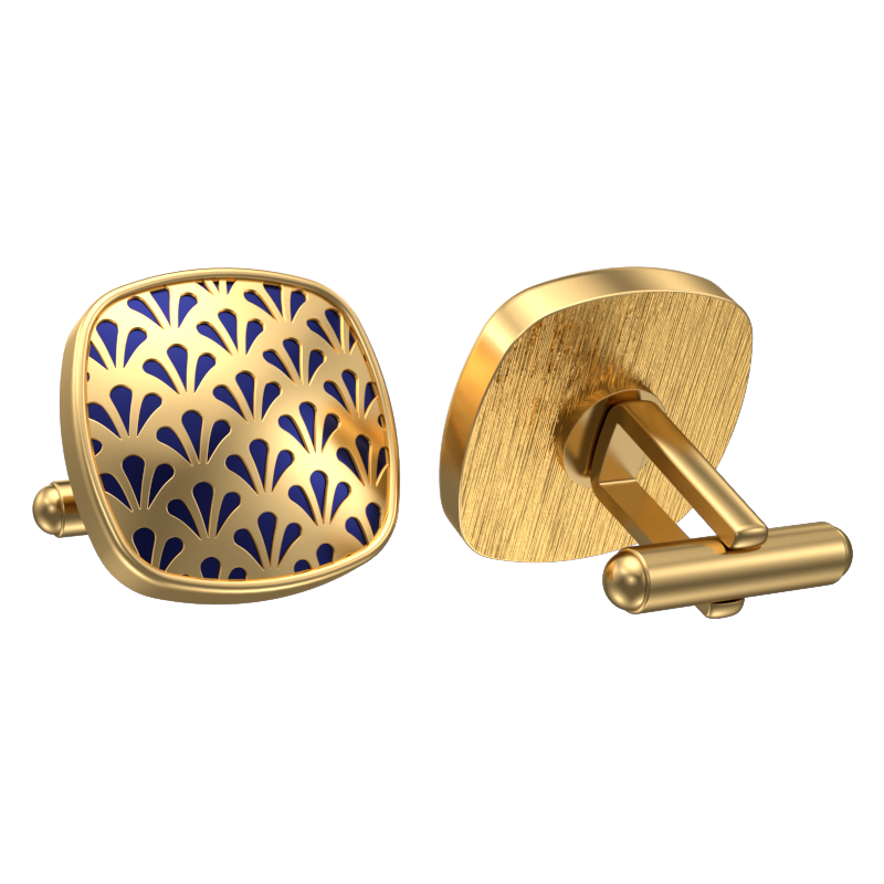 Bloom, Classic Cufflink Set with 18kt Gold Plating and Enamel on Brass.