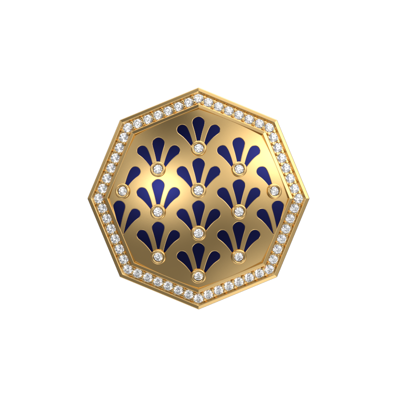 Bloom Luxe, Classic Cufflink Set with CZ Diamonds, 18kt Gold Plating and Enamel on Brass.