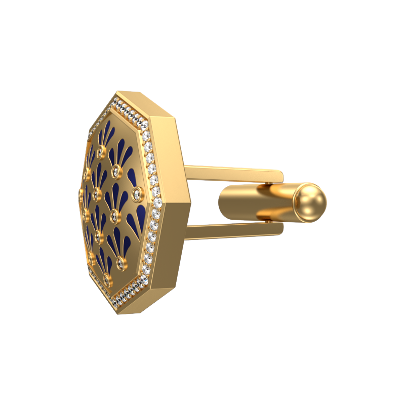 Bloom Luxe, Classic Cufflink Set with CZ Diamonds, 18kt Gold Plating and Enamel on Brass.