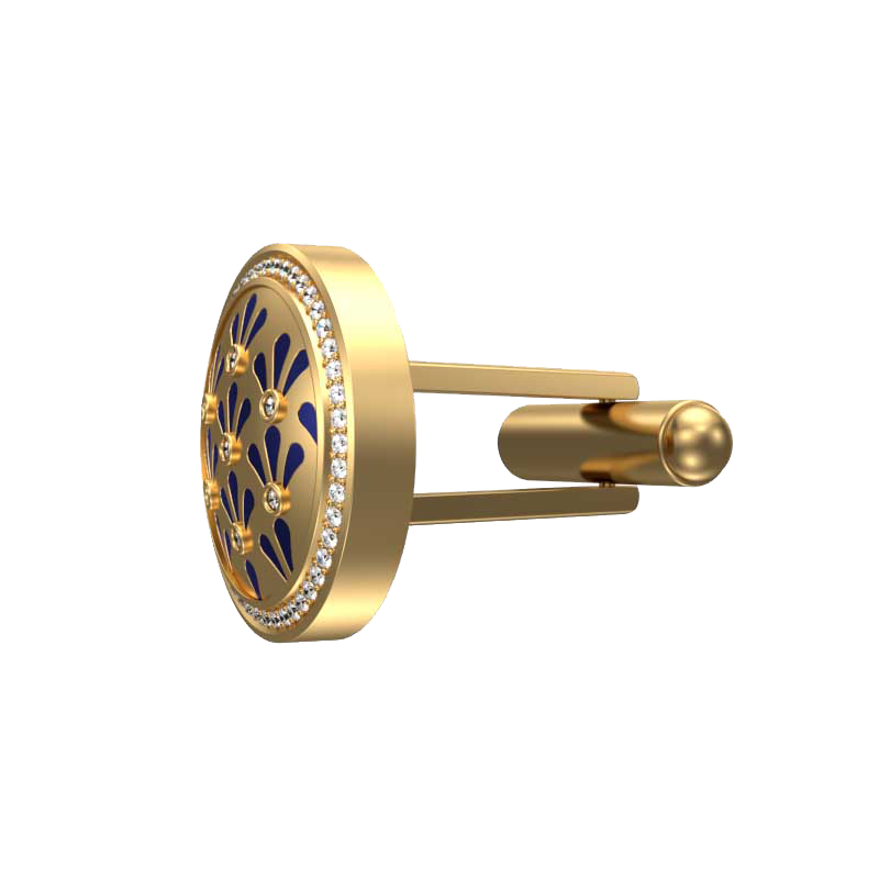 Bloom Luxe, Classic Cufflink Set with CZ Diamonds, 18kt Gold Plating and Enamel on Brass.