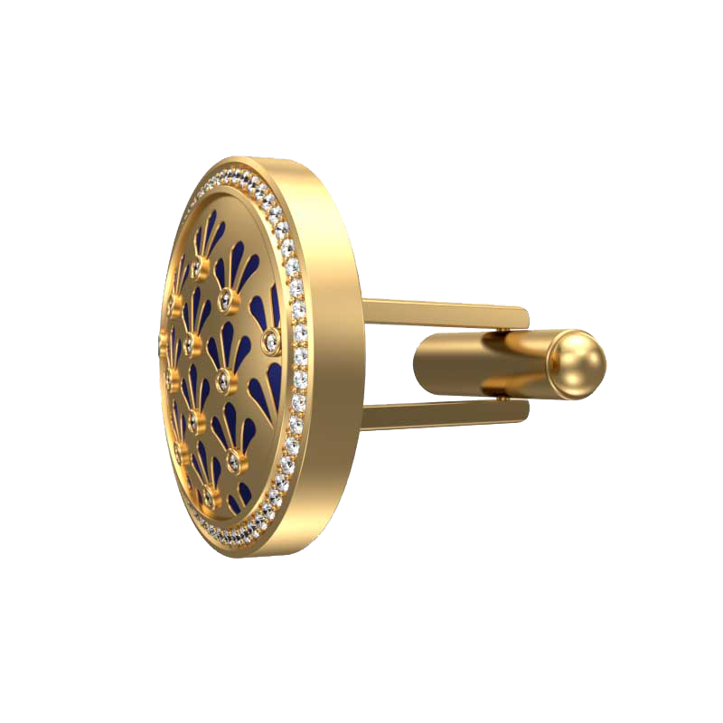 Bloom Luxe, Classic Cufflink Set with CZ Diamonds, 18kt Gold Plating and Enamel on Brass.