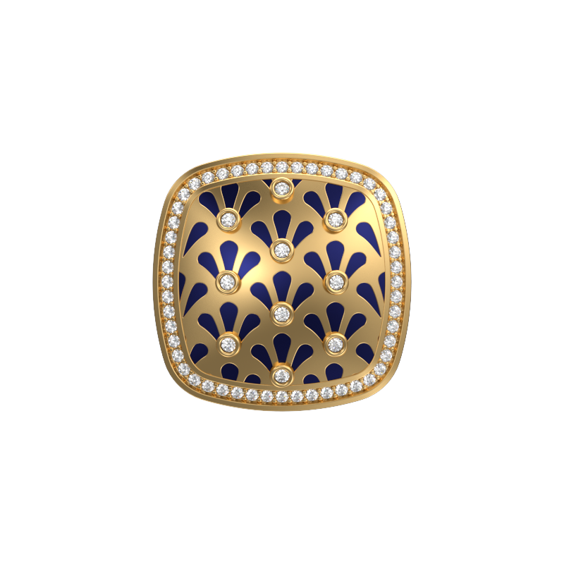Bloom Luxe, Classic Cufflink Set with CZ Diamonds, 18kt Gold Plating and Enamel on Brass.