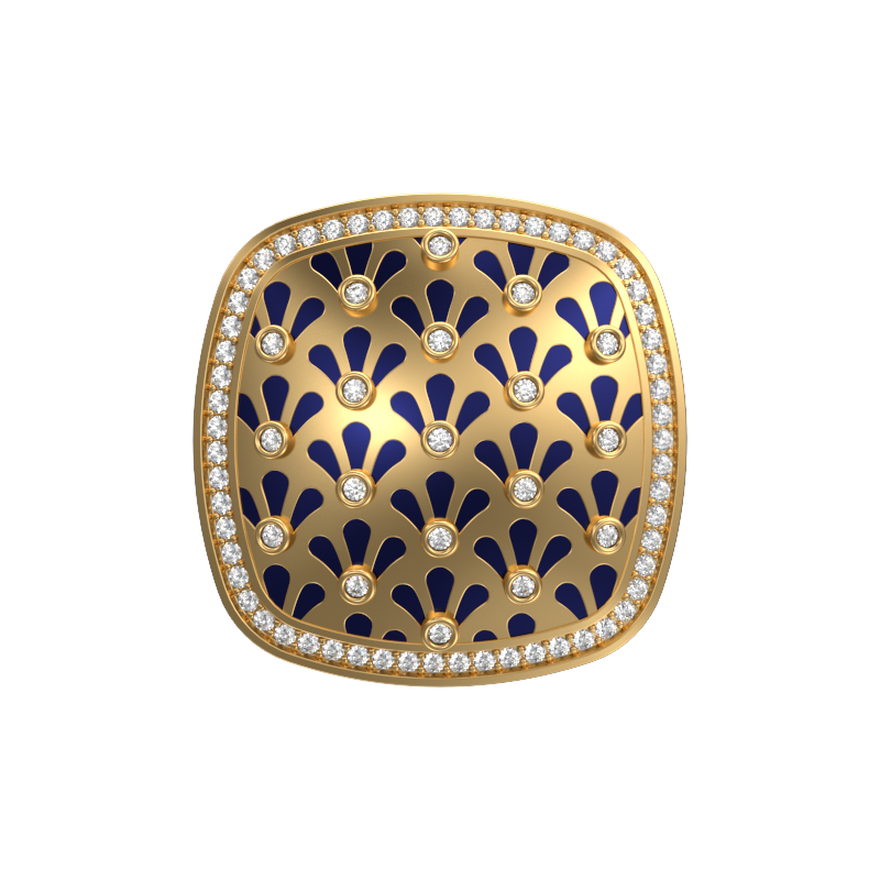 Bloom Luxe, Classic Cufflink Set with CZ Diamonds, 18kt Gold Plating and Enamel on Brass.