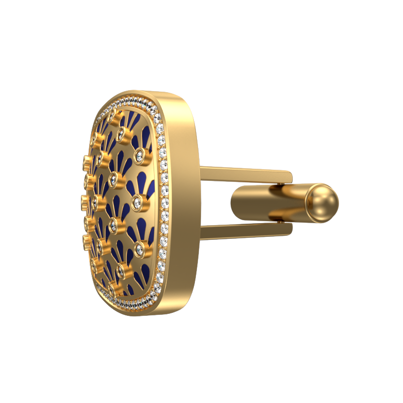 Bloom Luxe, Classic Cufflink Set with CZ Diamonds, 18kt Gold Plating and Enamel on Brass.