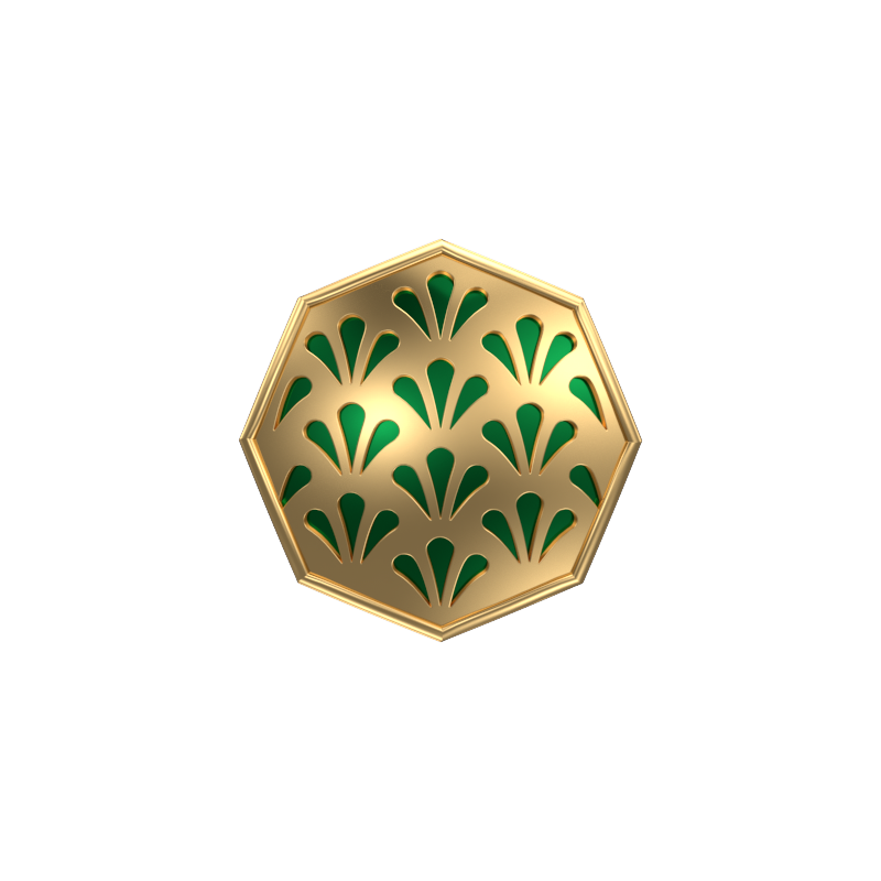 Bloom, Classic Cufflink Set with 18kt Gold Plating and Enamel on Brass.