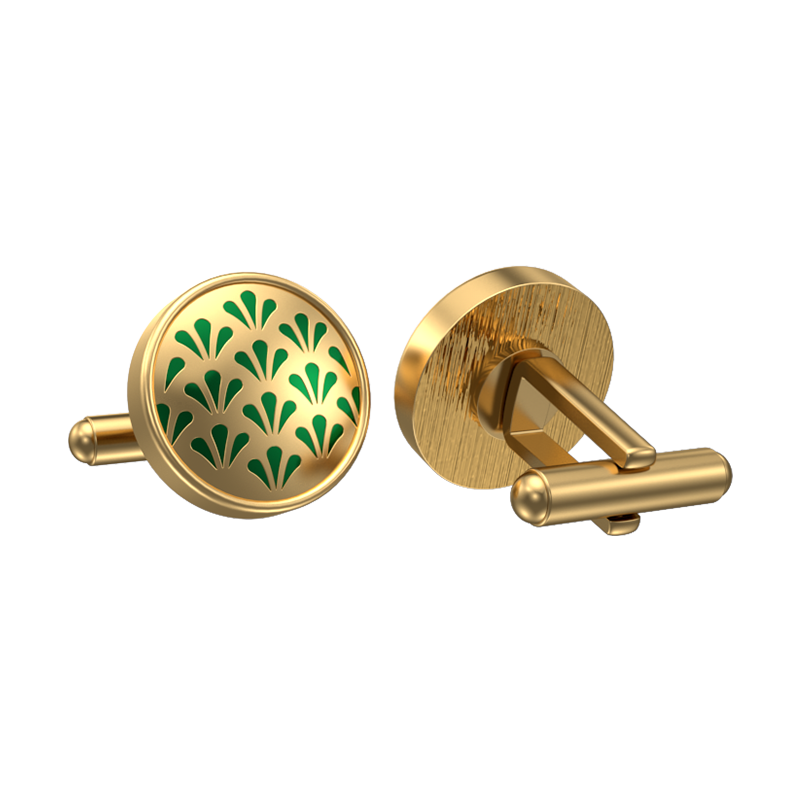 Bloom, Classic Cufflink Set with 18kt Gold Plating and Enamel on Brass.