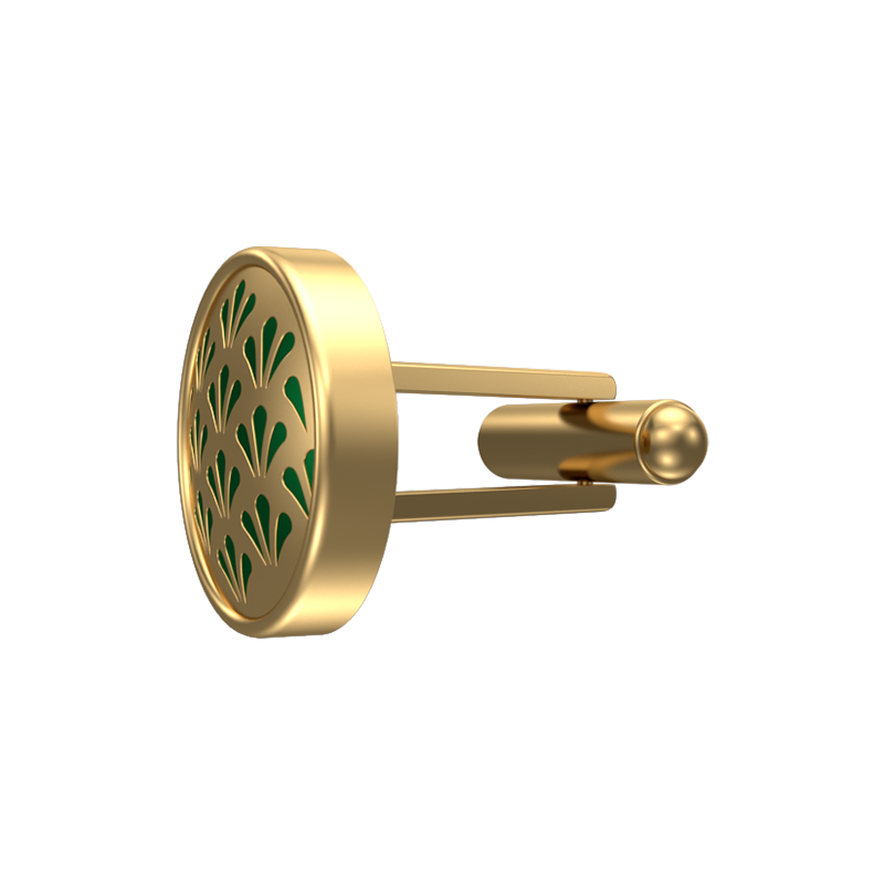 Bloom, Classic Cufflink Set with 18kt Gold Plating and Enamel on Brass.