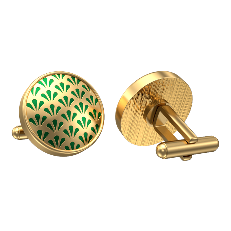 Bloom, Classic Cufflink Set with 18kt Gold Plating and Enamel on Brass.