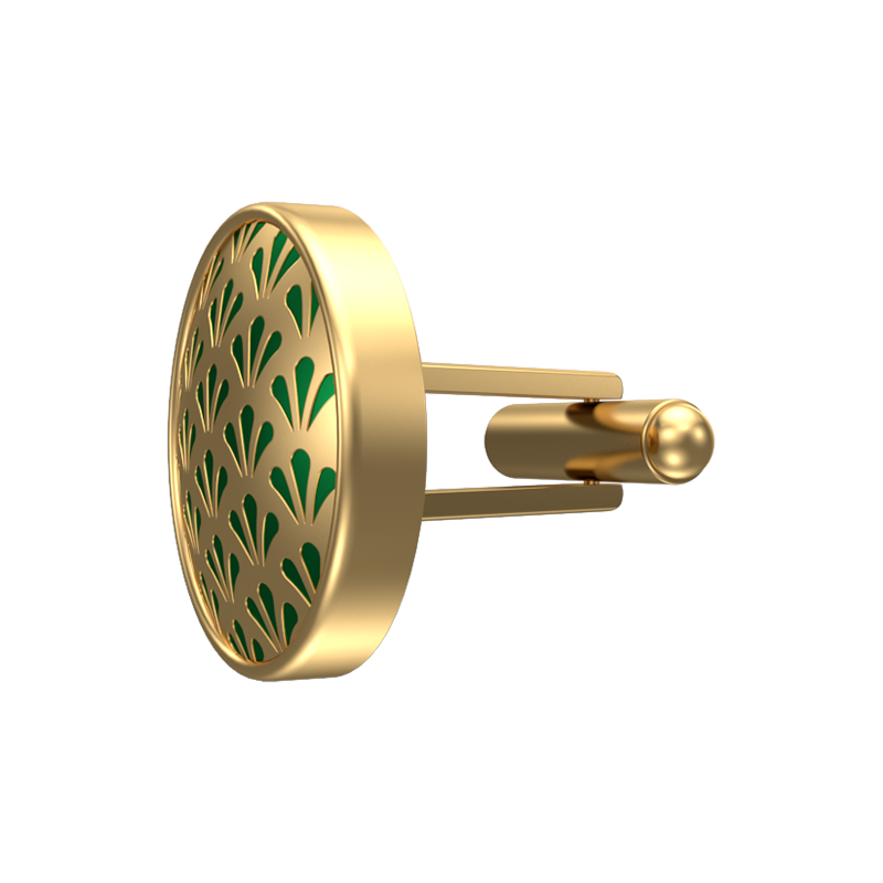 Bloom, Classic Cufflink Set with 18kt Gold Plating and Enamel on Brass.