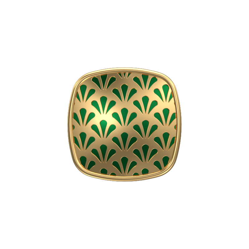 Bloom, Classic Cufflink Set with 18kt Gold Plating and Enamel on Brass.