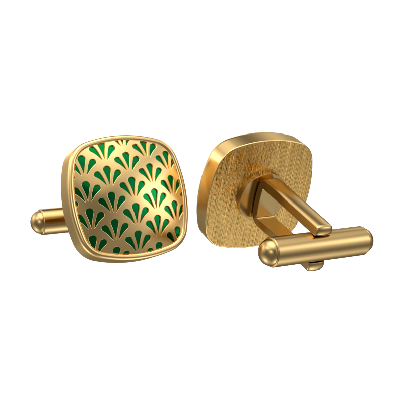 Bloom, Classic Cufflink Set with 18kt Gold Plating and Enamel on Brass.