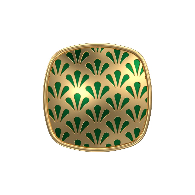 Bloom, Classic Cufflink Set with 18kt Gold Plating and Enamel on Brass.