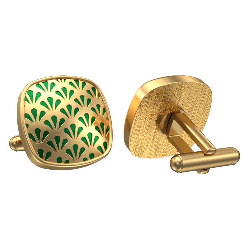 Bloom, Classic Cufflink Set with 18kt Gold Plating and Enamel on Brass.