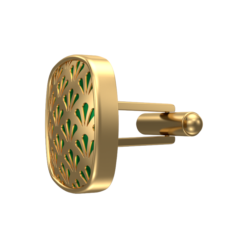 Bloom, Classic Cufflink Set with 18kt Gold Plating and Enamel on Brass.