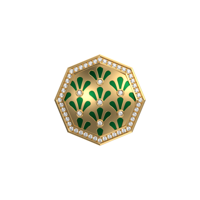 Bloom Luxe, Classic Cufflink Set with CZ Diamonds, 18kt Gold Plating and Enamel on Brass.
