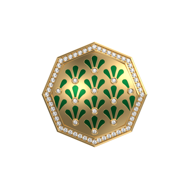 Bloom Luxe, Classic Cufflink Set with CZ Diamonds, 18kt Gold Plating and Enamel on Brass.