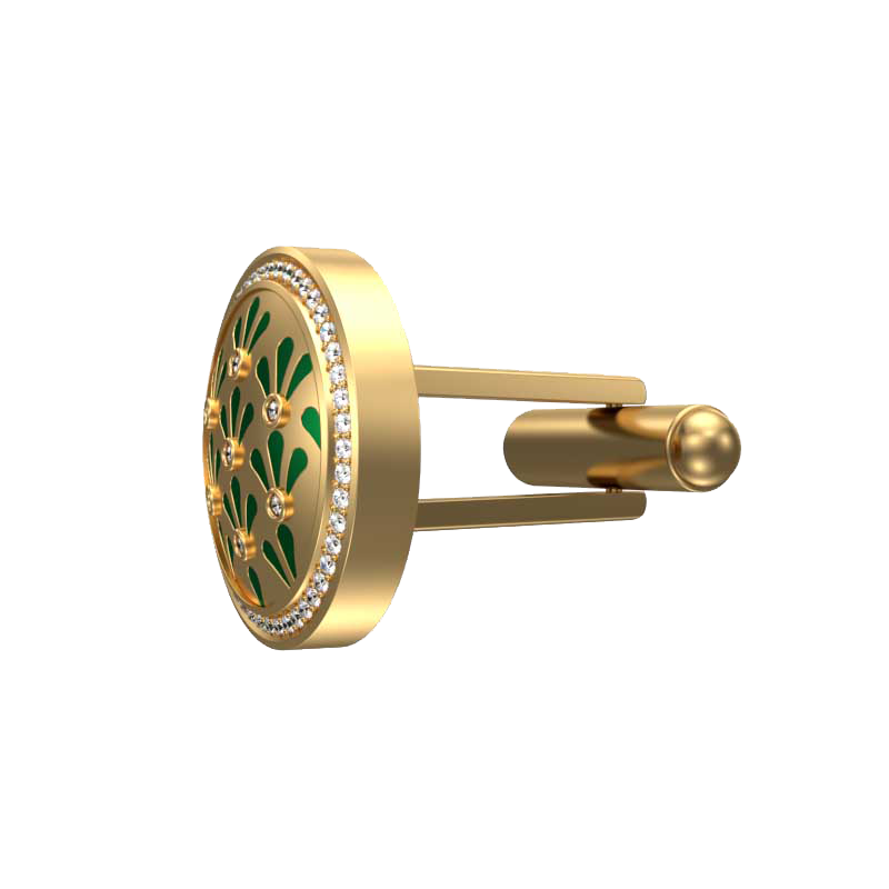 Bloom Luxe, Classic Cufflink Set with CZ Diamonds, 18kt Gold Plating and Enamel on Brass.