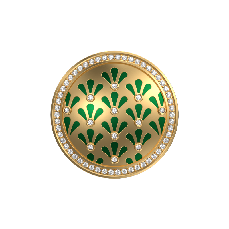 Bloom Luxe, Classic Cufflink Set with CZ Diamonds, 18kt Gold Plating and Enamel on Brass.
