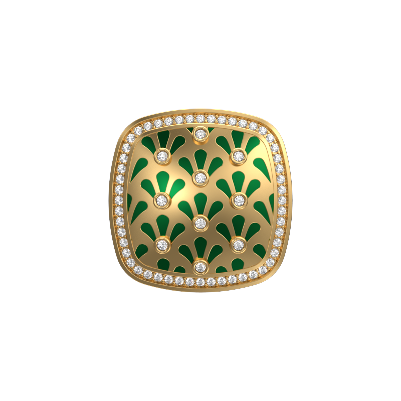 Bloom Luxe, Classic Cufflink Set with CZ Diamonds, 18kt Gold Plating and Enamel on Brass.
