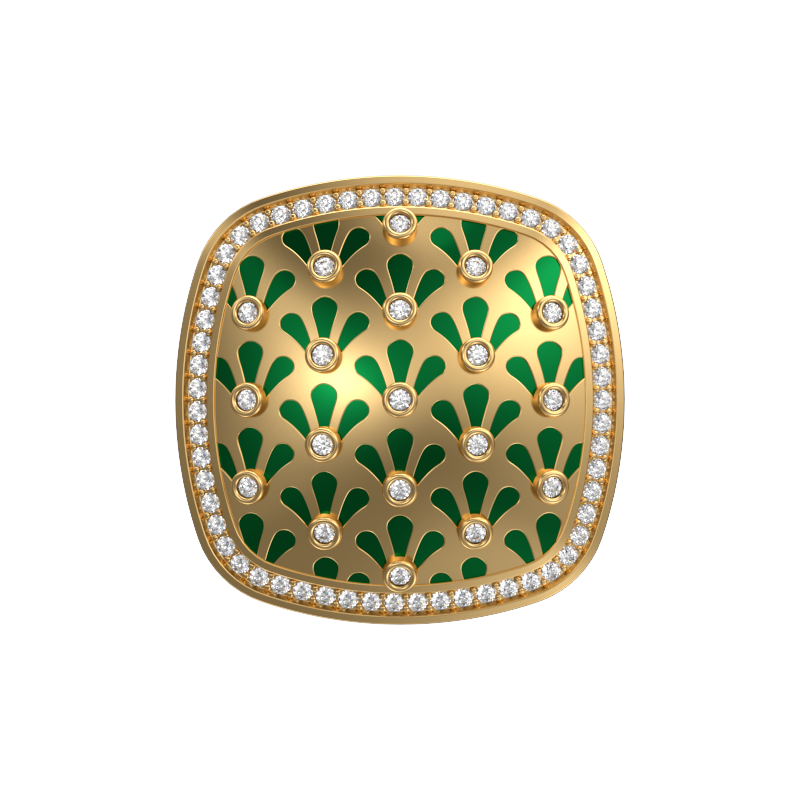 Bloom Luxe, Classic Cufflink Set with CZ Diamonds, 18kt Gold Plating and Enamel on Brass.