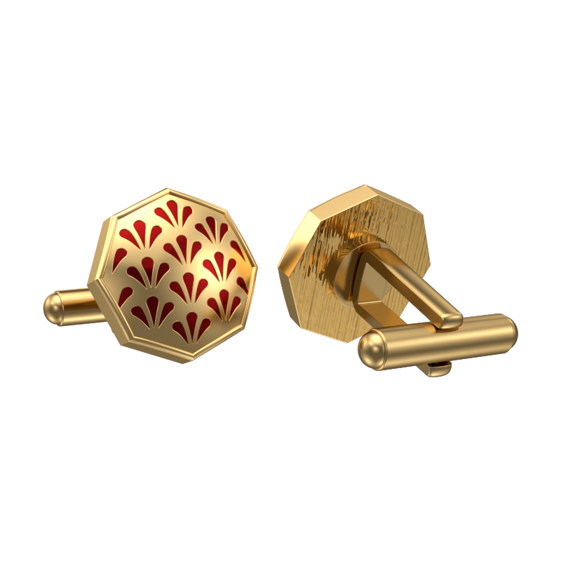 Bloom, Classic Cufflink Set with 18kt Gold Plating and Enamel on Brass.