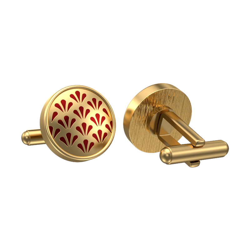 Bloom, Classic Cufflink Set with 18kt Gold Plating and Enamel on Brass.