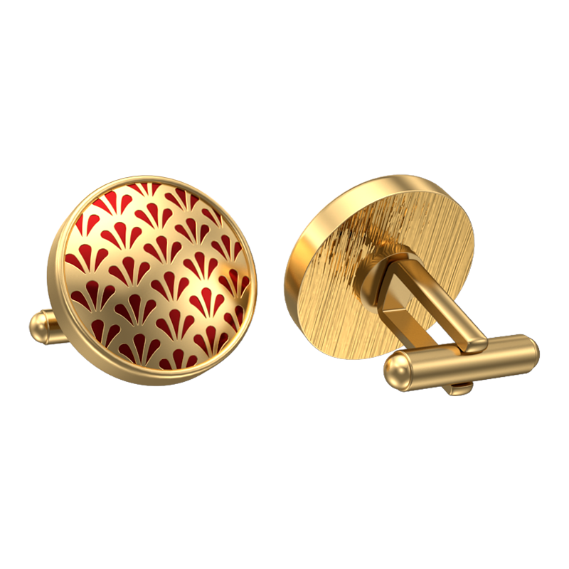 Bloom, Classic Cufflink Set with 18kt Gold Plating and Enamel on Brass.