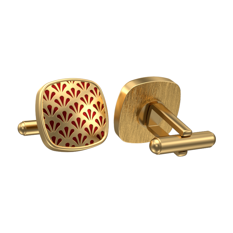 Bloom, Classic Cufflink Set with 18kt Gold Plating and Enamel on Brass.