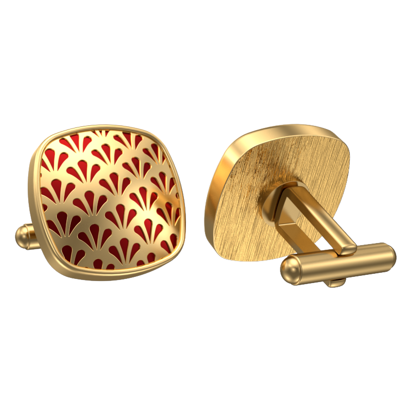 Bloom, Classic Cufflink Set with 18kt Gold Plating and Enamel on Brass.