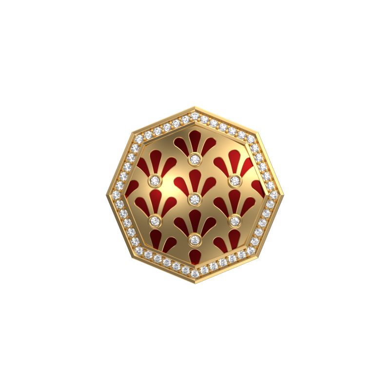 Bloom Luxe, Classic Cufflink Set with CZ Diamonds, 18kt Gold Plating and Enamel on Brass.