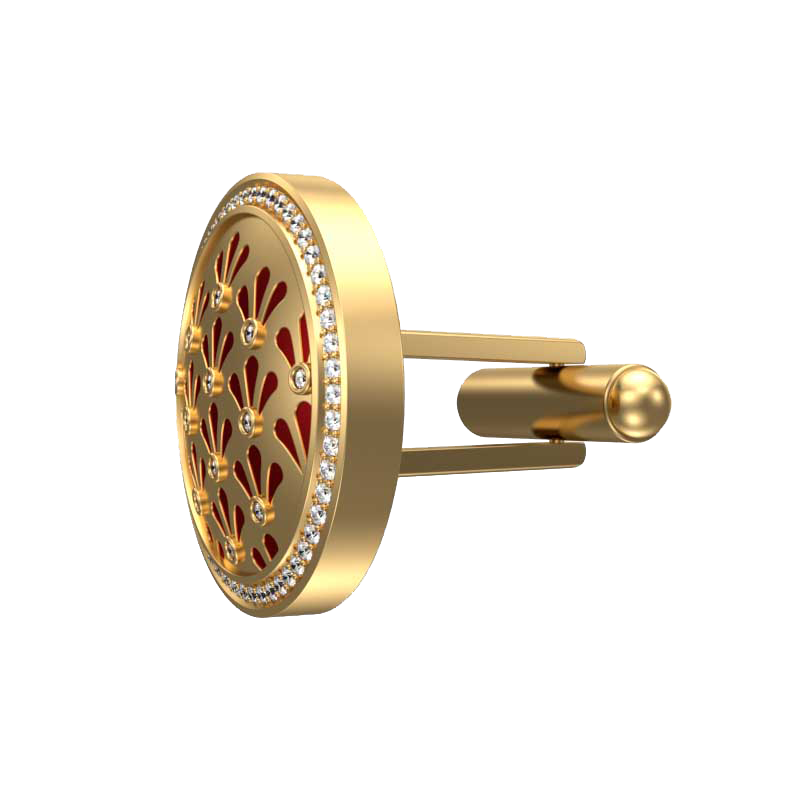 Bloom Luxe, Classic Cufflink Set with CZ Diamonds, 18kt Gold Plating and Enamel on Brass.