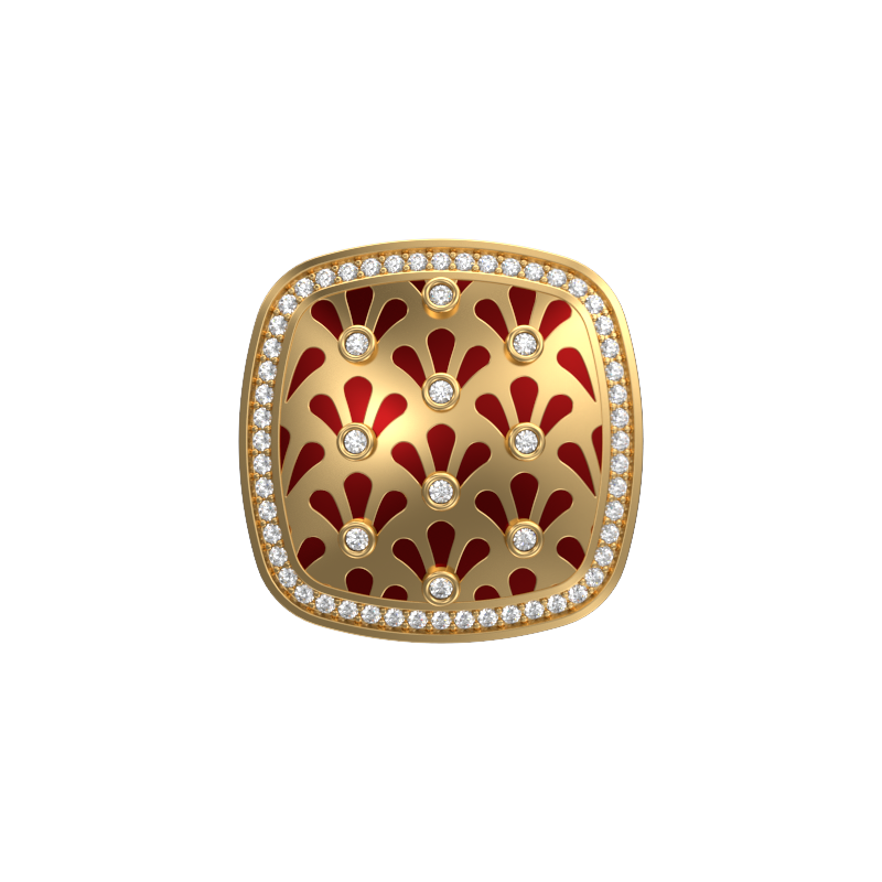 Bloom Luxe, Classic Cufflink Set with CZ Diamonds, 18kt Gold Plating and Enamel on Brass.