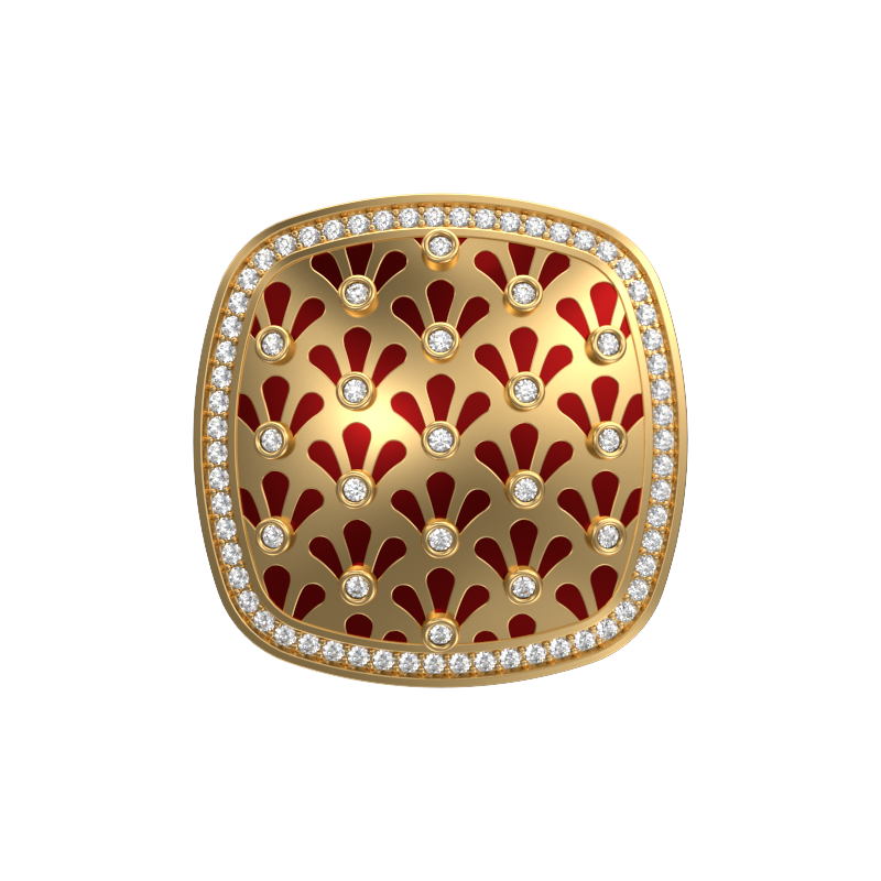 Bloom Luxe, Classic Cufflink Set with CZ Diamonds, 18kt Gold Plating and Enamel on Brass.