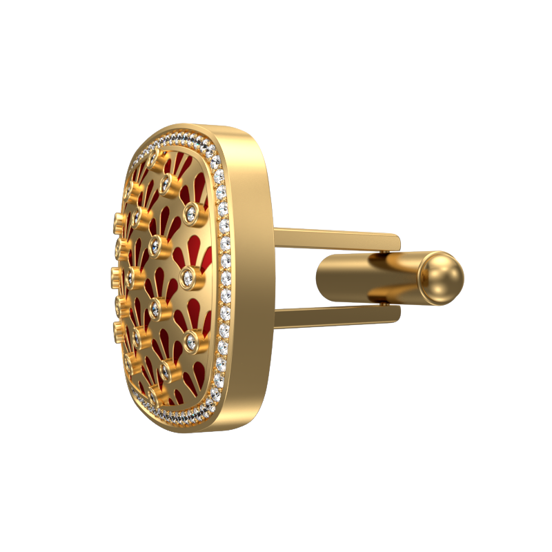 Bloom Luxe, Classic Cufflink Set with CZ Diamonds, 18kt Gold Plating and Enamel on Brass.