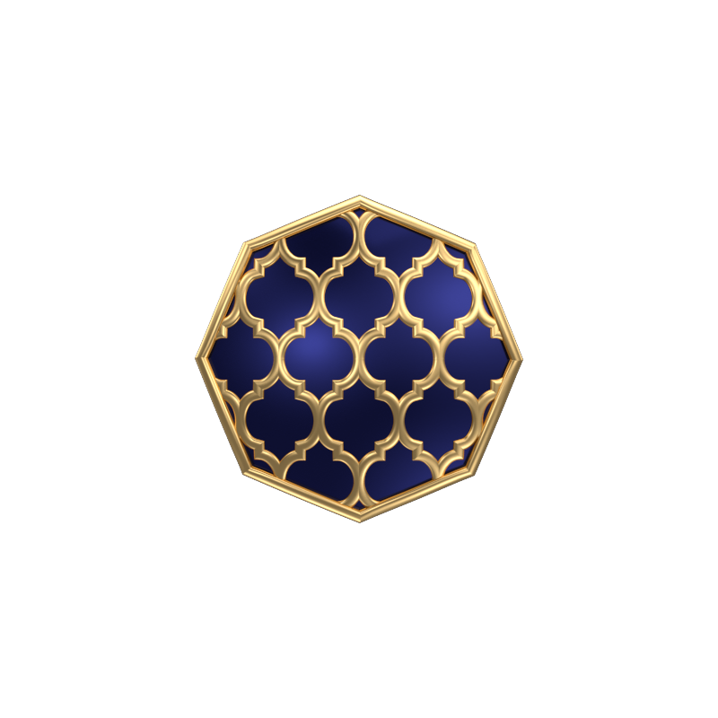 Ornate, Classic Cufflink Set with 18kt Gold Plating and Enamel on Brass.