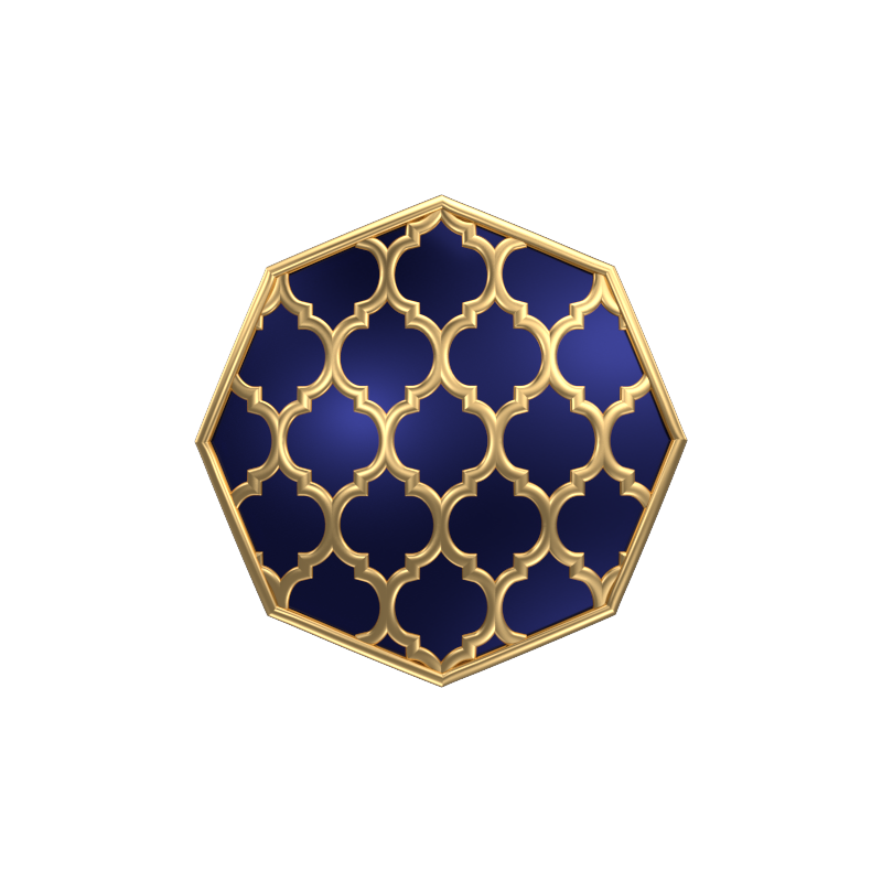 Ornate, Classic Cufflink Set with 18kt Gold Plating and Enamel on Brass.
