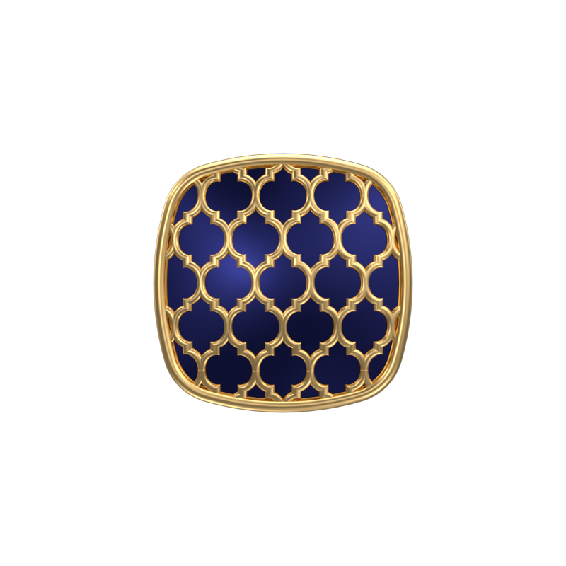 Ornate, Classic Cufflink Set with 18kt Gold Plating and Enamel on Brass.