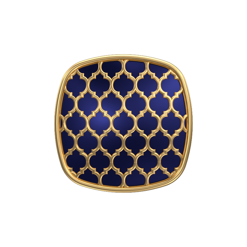 Ornate, Classic Cufflink Set with 18kt Gold Plating and Enamel on Brass.