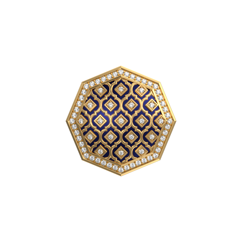 Ornate Luxe, Classic Cufflink Set with CZ Diamonds, 18kt Gold Plating and Enamel on Brass.