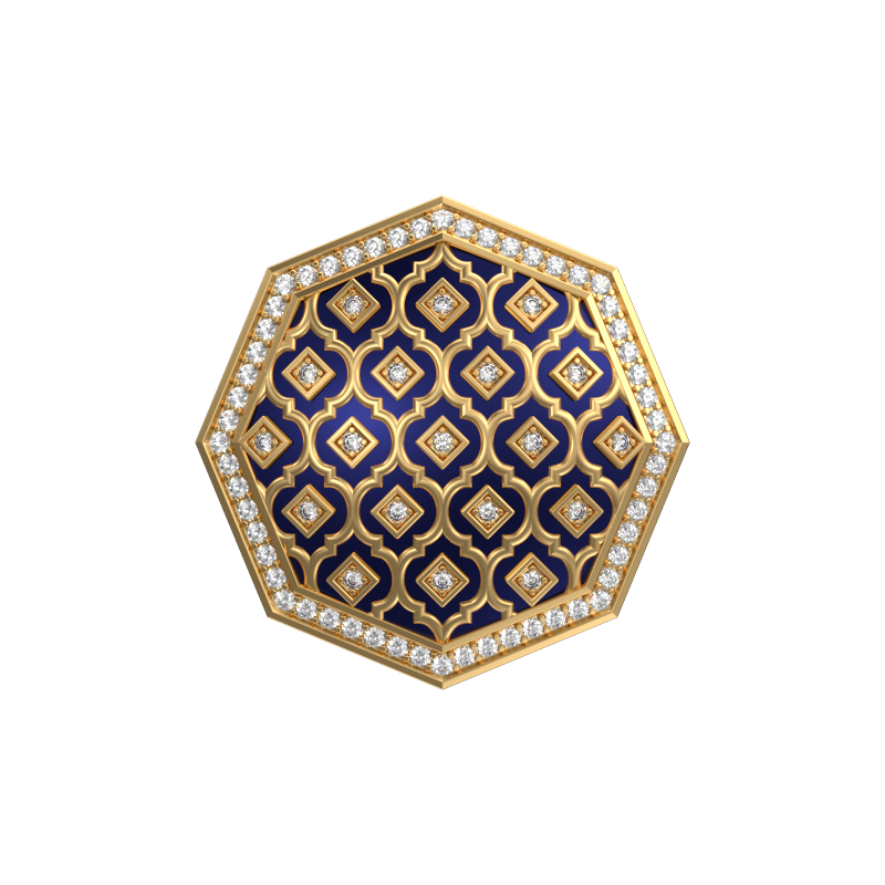 Ornate Luxe, Classic Cufflink Set with CZ Diamonds, 18kt Gold Plating and Enamel on Brass.