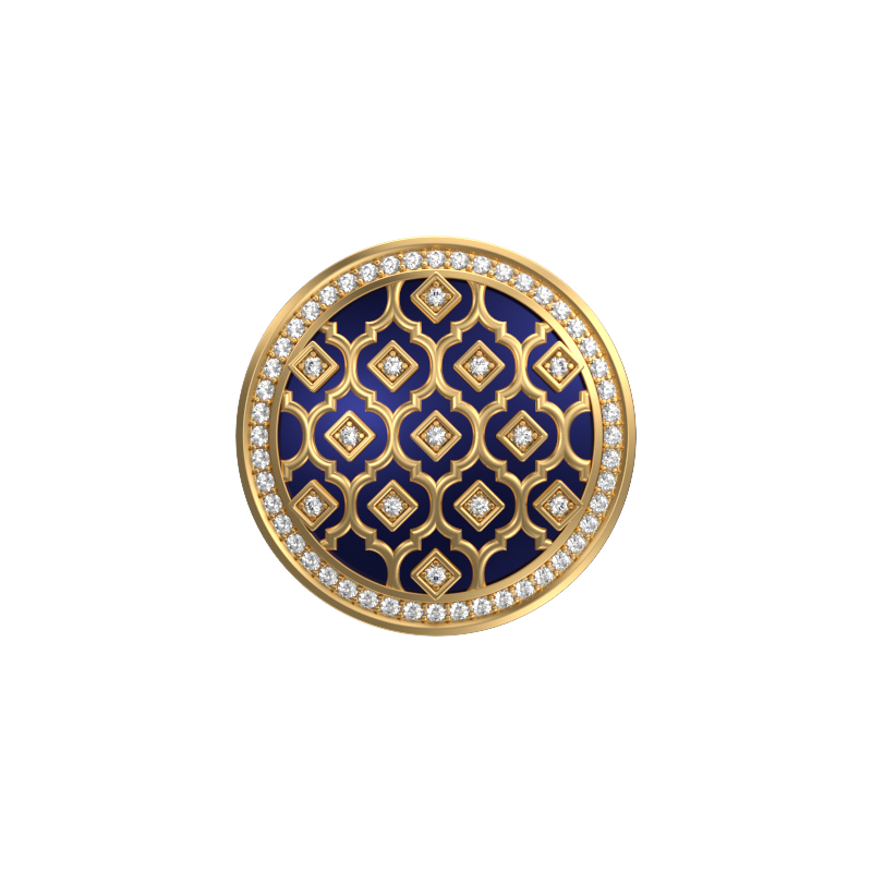 Ornate Luxe, Classic Cufflink Set with CZ Diamonds, 18kt Gold Plating and Enamel on Brass.