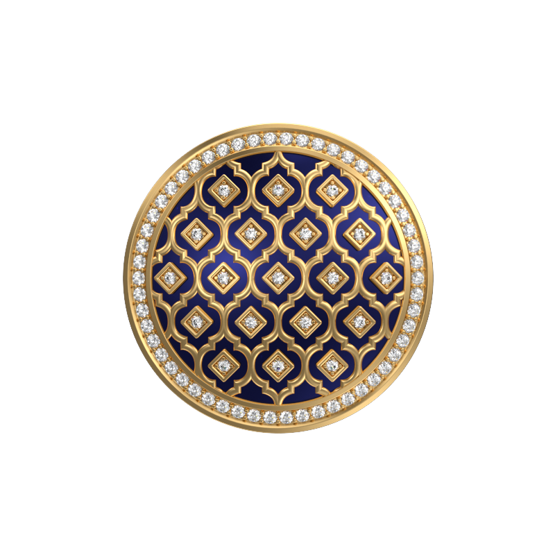 Ornate Luxe, Classic Cufflink Set with CZ Diamonds, 18kt Gold Plating and Enamel on Brass.