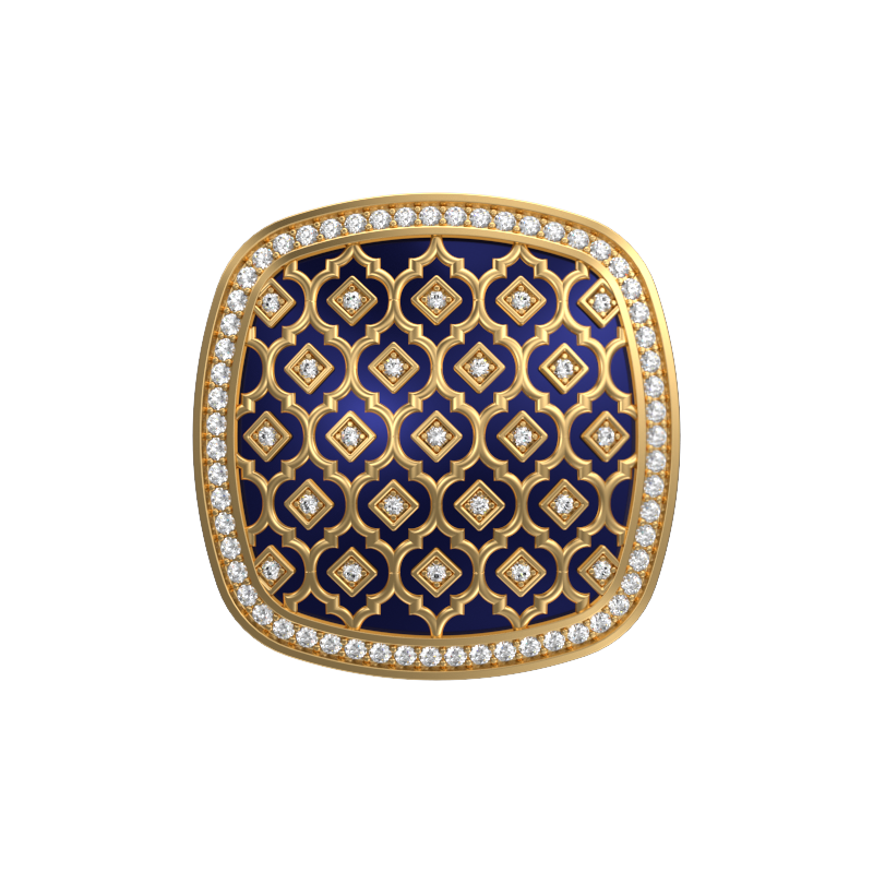 Ornate Luxe, Classic Cufflink Set with CZ Diamonds, 18kt Gold Plating and Enamel on Brass.