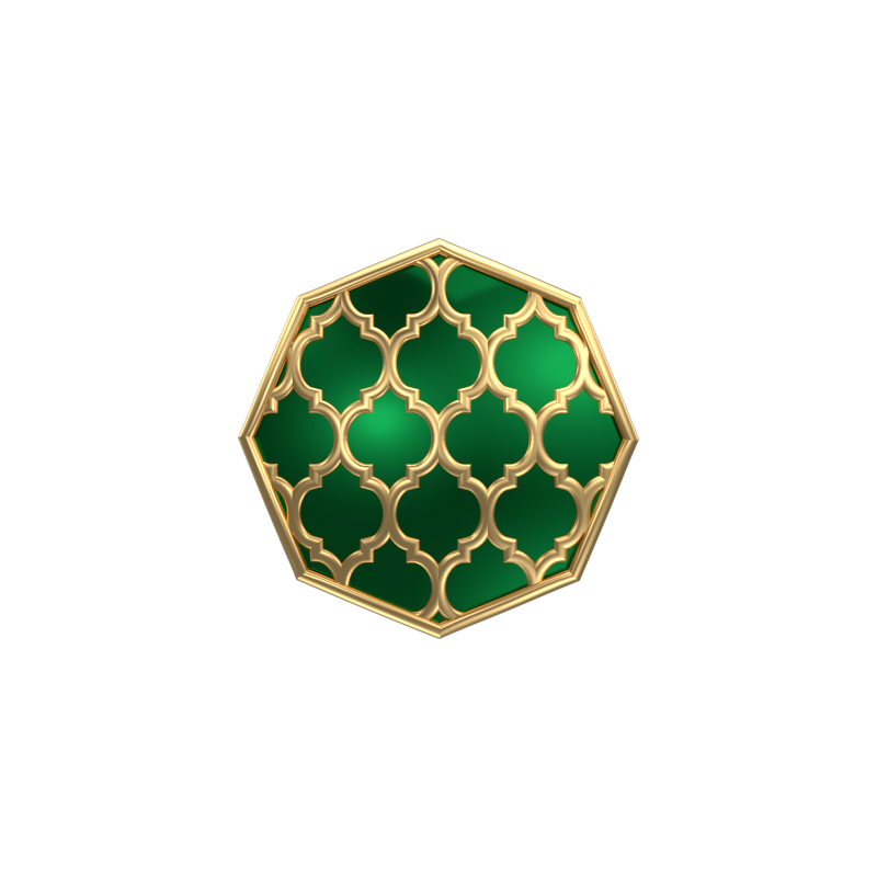 Ornate, Classic Cufflink Set with 18kt Gold Plating and Enamel on Brass.